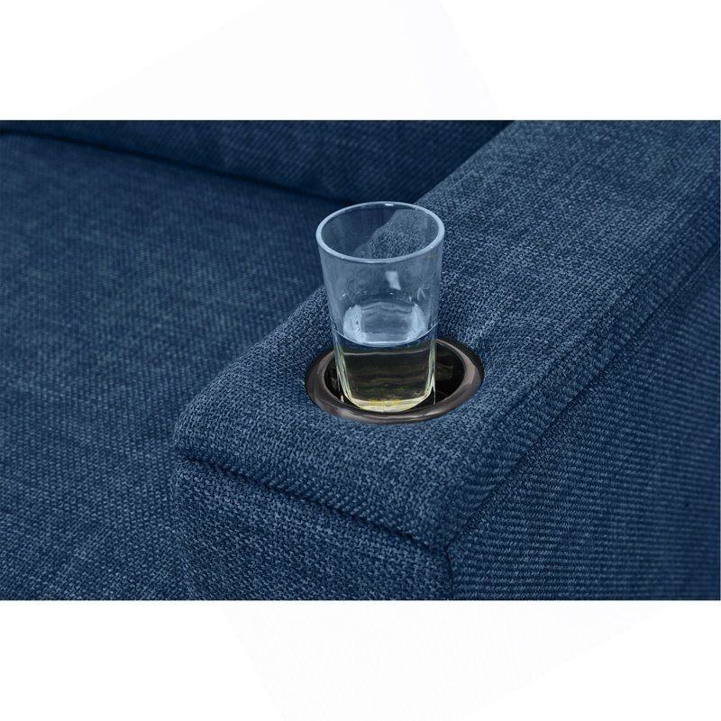 Causeuse rembourrée avec rangement, Bleu, H 34,6 po x l 67,7 po x P 32,3 po