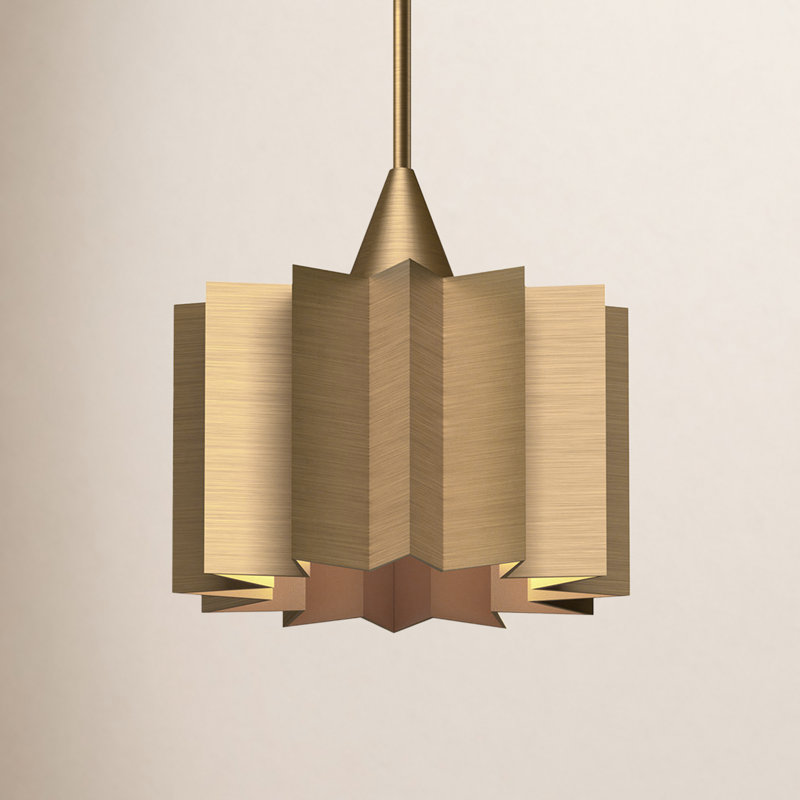 Luminaire suspendu géométrique 1 lumière Tindra, Doré vieilli, Or vieilli