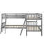 Lit superposé gris en forme de L avec. Bois massif. Polyvalent et élégant. Parfait pour les invités qui dorment. Pas de boîte à ressorts. Barrières de sécurité sécuritaires. 76 po x 39 po. Limites de poids de 175 lb / 275 lb Assemblage requis-1603825188