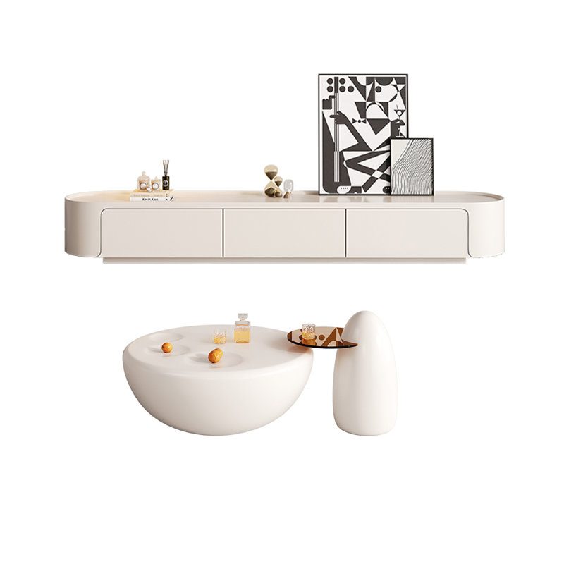 Meuble télé et table basse de style crème