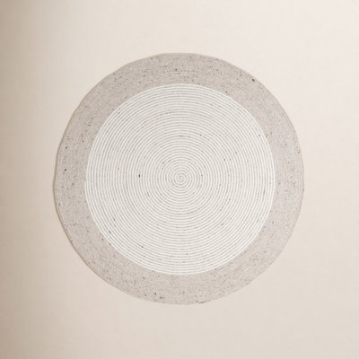 Aria Beige Ivory Hand-Woven Geometric Wool Rug