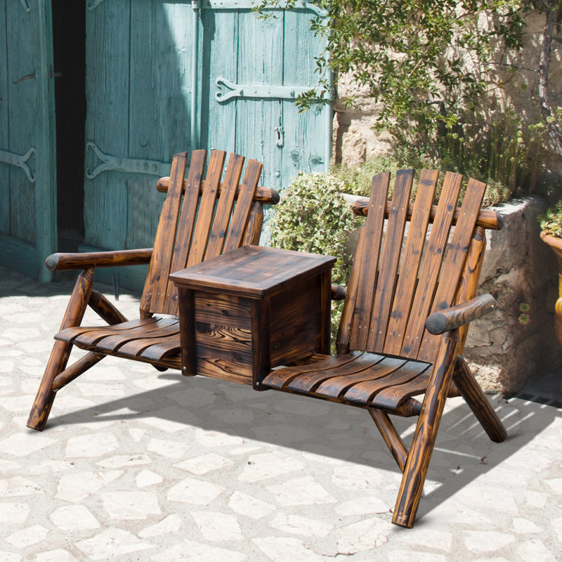 Gwen Solid Wood Double Adirondack Chair with Table