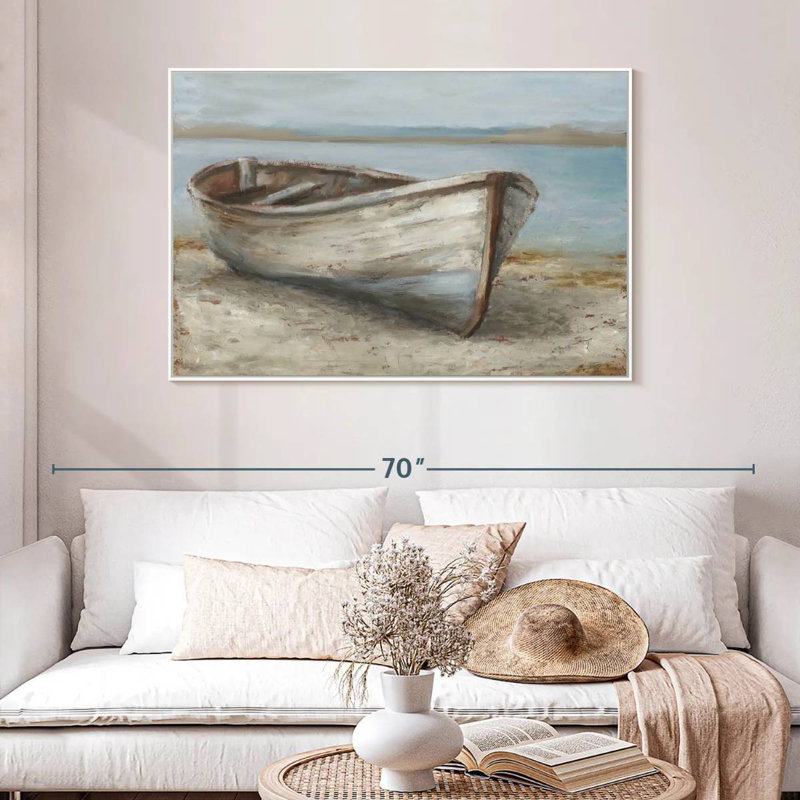 Bateau blanchi à la chaux I, Cadre flottant blanc, 46 po x 31 po