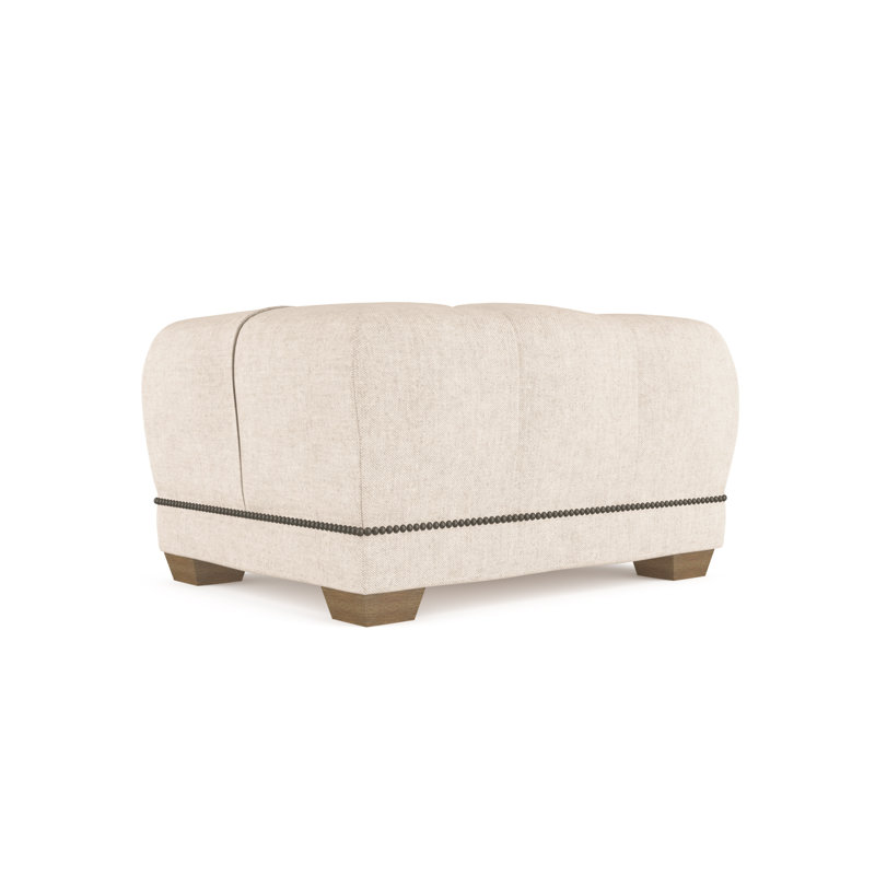 Hudson Ottoman, Plush Velvet Oyster, Weathered