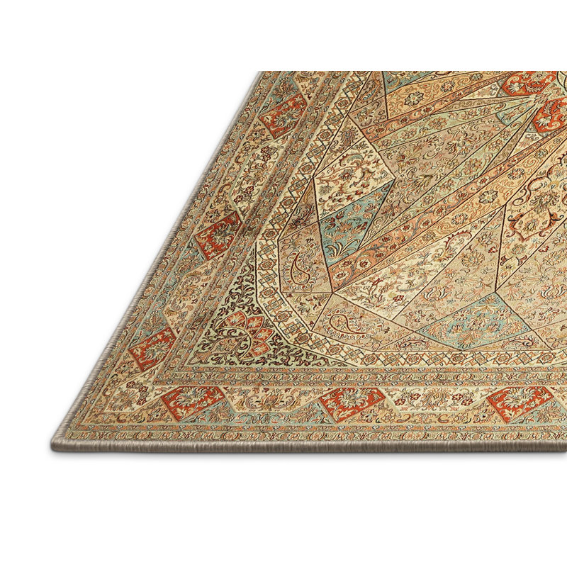 Tapis traditionnel beige / rouge par exemple, Rectangle 3 pi x 5 pi