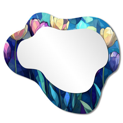 Blue Velvet Sky Tulips Field - Miroir mural décoratif avec nuage de tulipes, miroir de coiffeuse traditionnel, imprimé sur métal