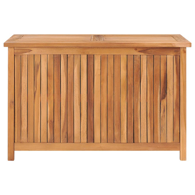 Gracie Oaks Cranleigh 90cm W Teak Solid Wood Deck Box in Brown