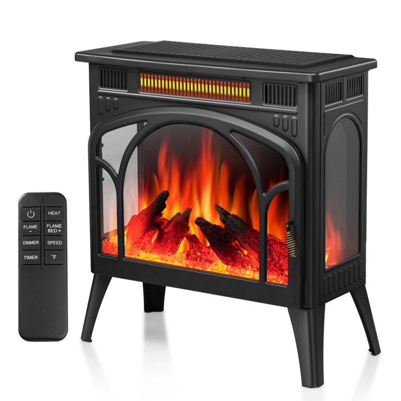 5100 Btu Vintage Electric Fireplace Heater With Adjustable Flame Effects, 12 Color Options & Overheat Protection, Portable 24" Design, Dual Heat Settings, Perfect For Home/office