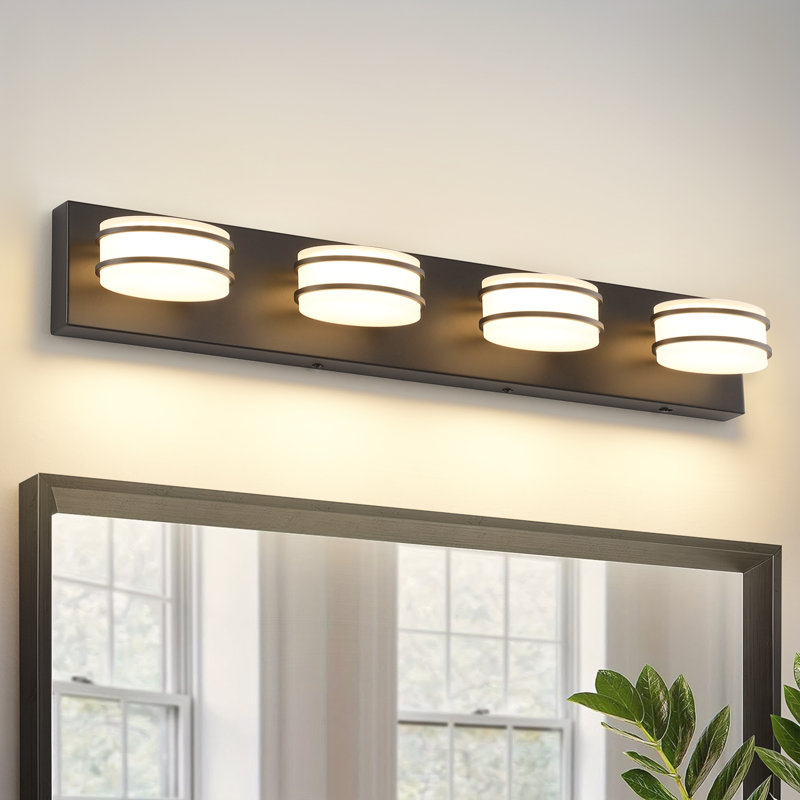 Luminaires de salle de bain 4 lumières DEL à intensité variable sur miroir avec 3 températures de couleur (3000K / 4000K / 5500K)