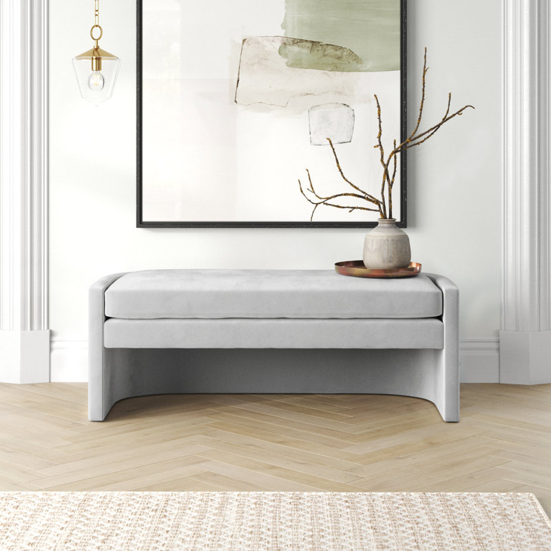 Toni Velvet Bench, Light Gray