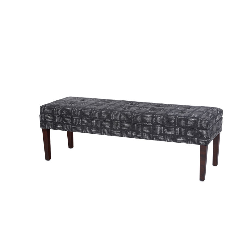 Checo Cotton Upholstered Bench, Ink Black