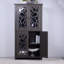 Buffet élégant avec 4 portes en miroir en acrylique, tablettes réglables et finition en bois aggloméré brun foncé pour un rangement et un décor polyvalents-1838124266
