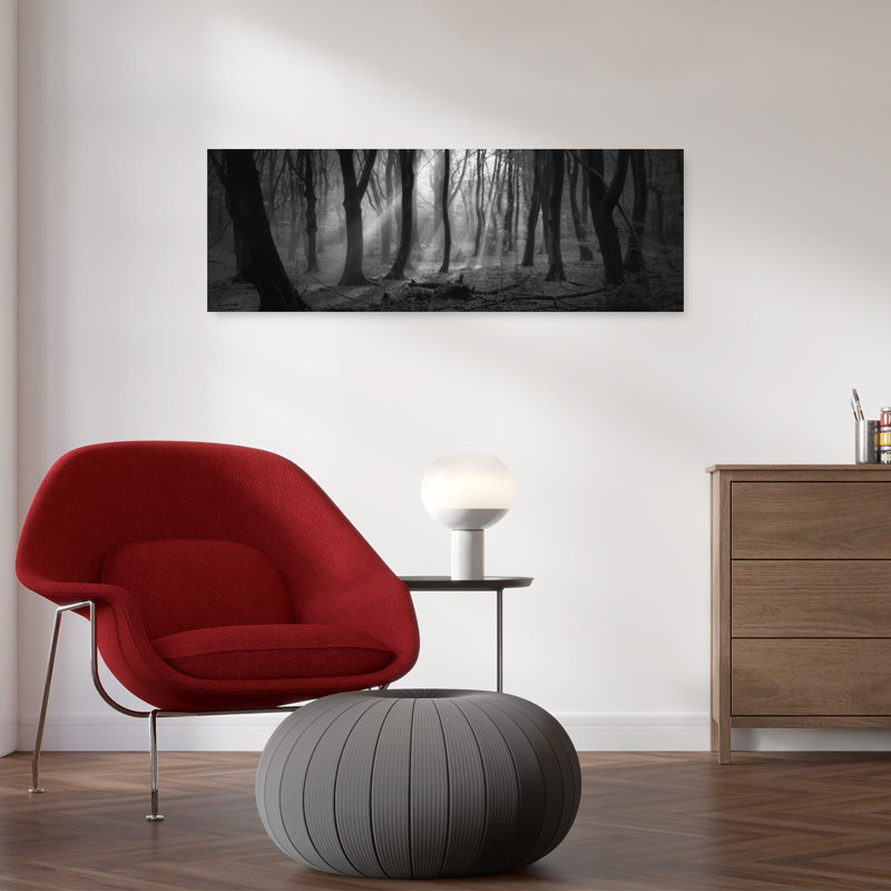 «Misty Forest Sunlight Abstract Contemporary Forest Nature», art mural, H 36 po x l 12 po