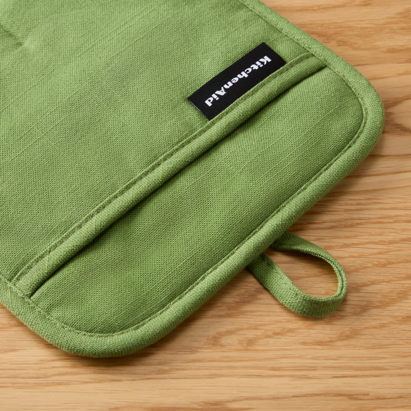 KITCHENAID Gourmet Series Gridlines Pot Holders 2-Pack, Matcha Green