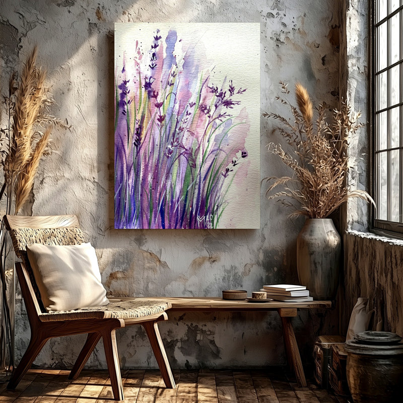 Reproduction d'art sur toile botanique florale mauve lavande mauve, 16 x 20 in