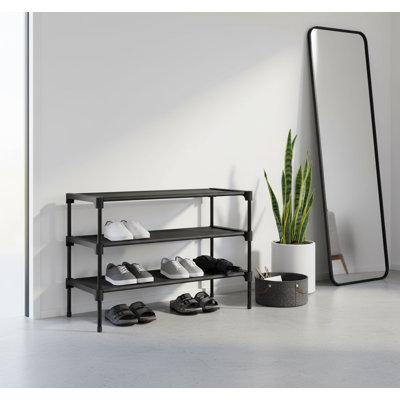 27.5" Wide 3-Tier Stackable Shoe Rack Shelf, Shoe Organizer for Closet Entryway Garage