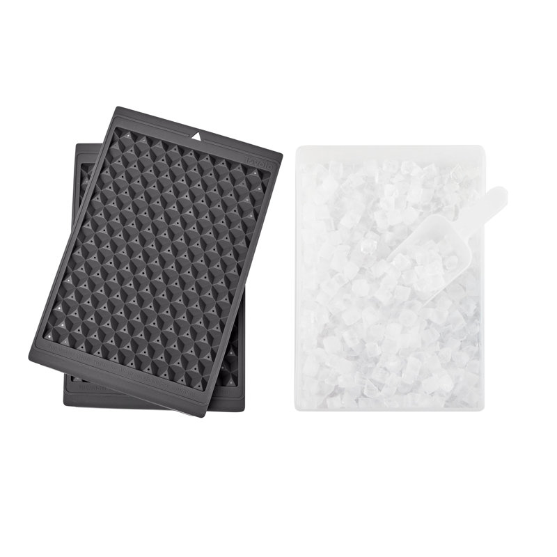 Tovolo Twist and Release Mini Ice Tray Set with Bin and Scoop, 300 Cubes, Charcoal