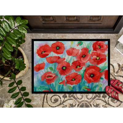 Tapis d'extérieur antidérapant Urich Poppies