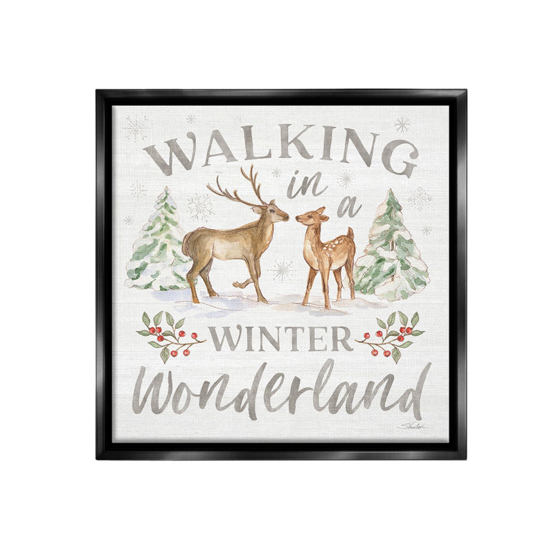 «Winter Wonderland Snow Scene» par Silvia Vassileva, reproduction sur toile flottante, Cadre flottant noir de jais