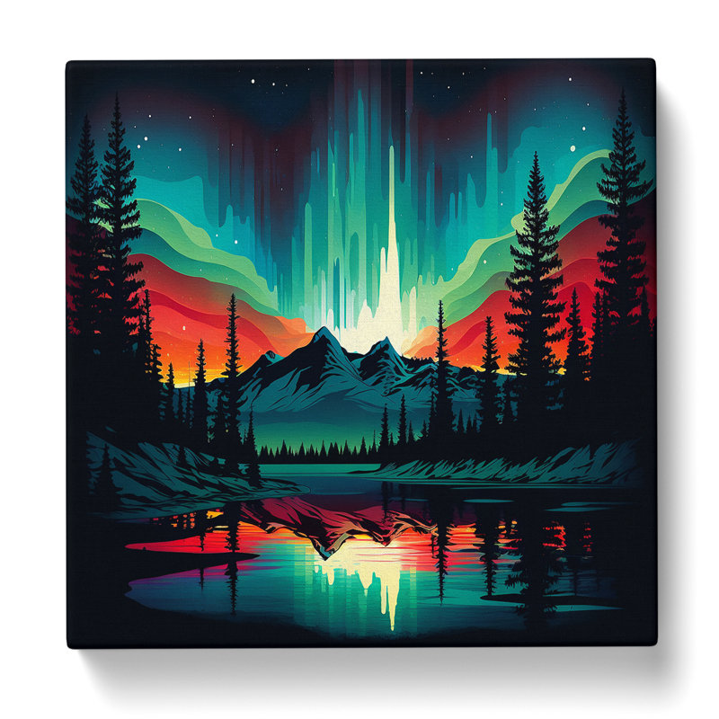 Northern Lights Retro - No Frame Print, 50cm H x 50cm W x 3cm D