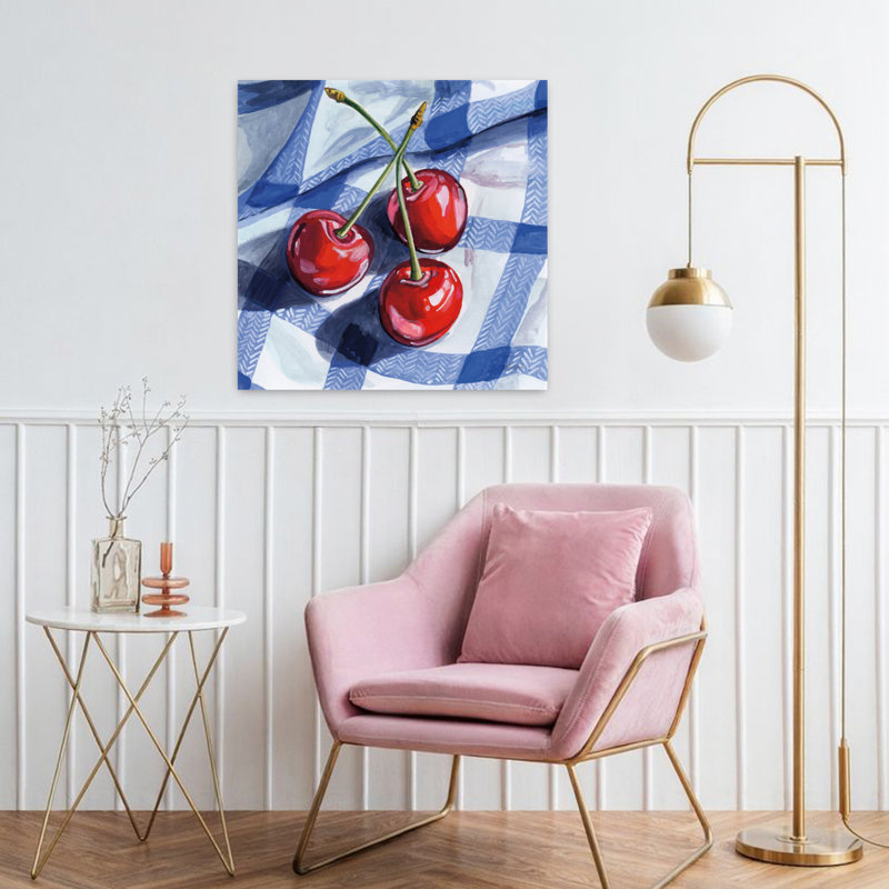 Trois cerises de pique-nique, art contemporain, H 32 po x l 32 po