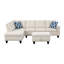 En forme de L avec rangement jumelé en beige, ensemble de 4 sièges pour des rassemblements décontractés, deux coussins décoratifs, accoudoirs arrondis, touffetage subtil, garniture cloutée, structure en bois massif et d'ingénierie, beige rembourré de mousse 3,-1785048409