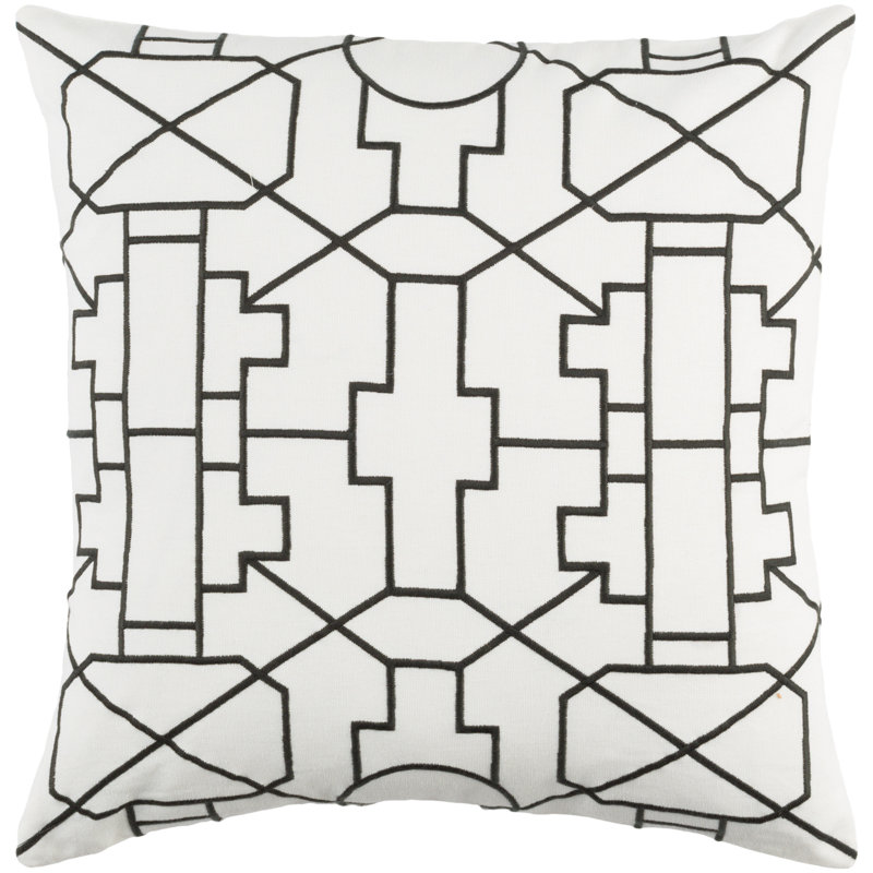 Kingdom Cotton Throw Pillow, White/ Black
