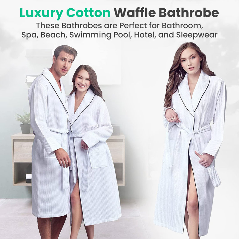 Peignoir Waffle, L, Blanc