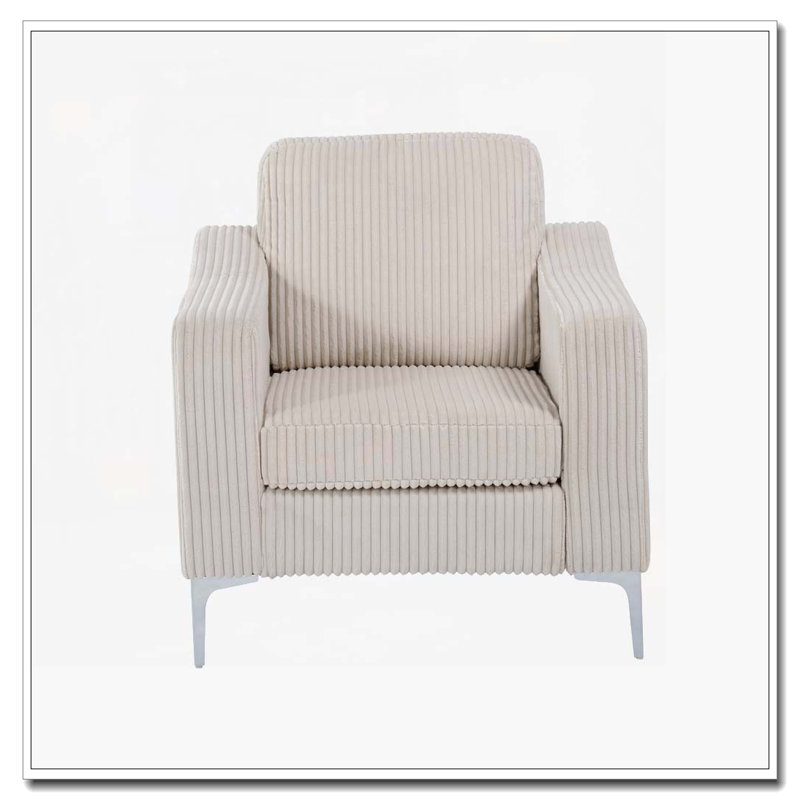 Fauteuil club en velours côtelé, Beige