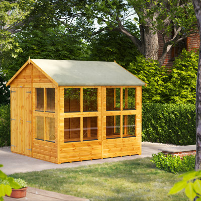 Powersheds 8 x 8ft Timber Tongue & Groove Potting Shed, Double Doors