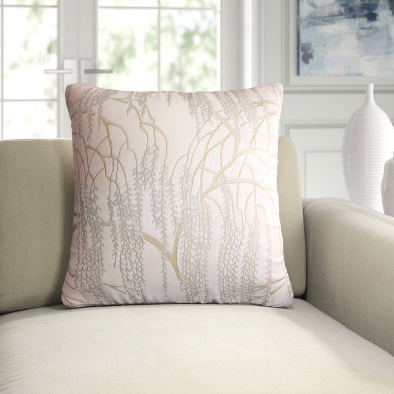 Willow Metallic Square Velvet Pillow Cover & Insert, 20" x 20", Thistle