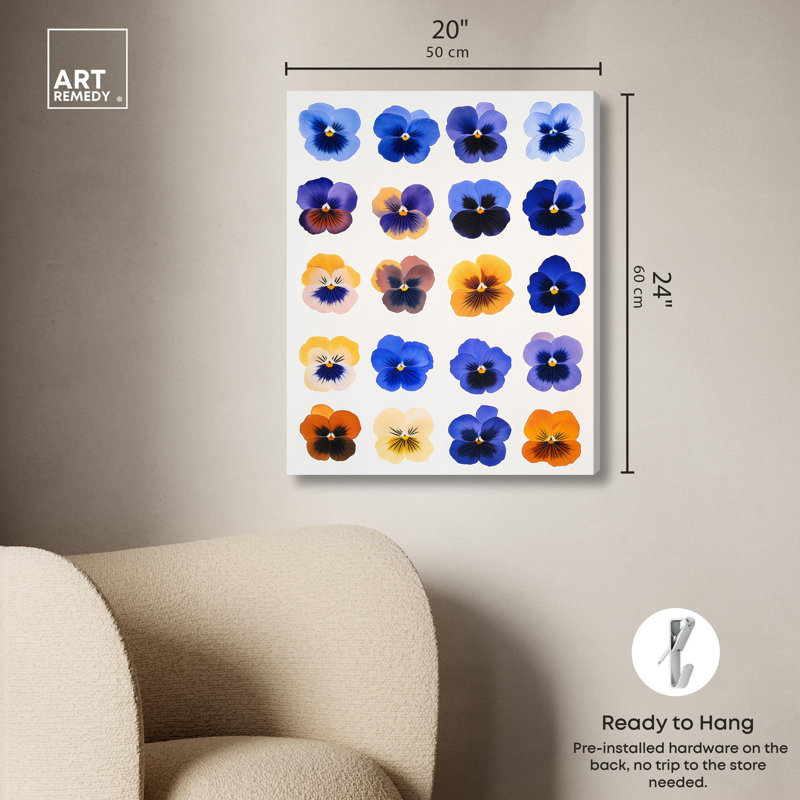 Impression sur toile Pansy Patch Grid III par Art Remedy, H 24 po x l 20 po, Toile tendue avec châssis