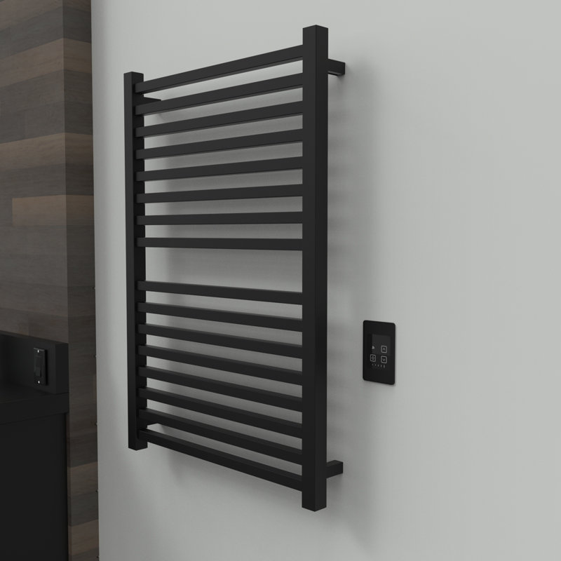 Chauffe-serviettes électrique à double usage mural Quadro, Noir mat