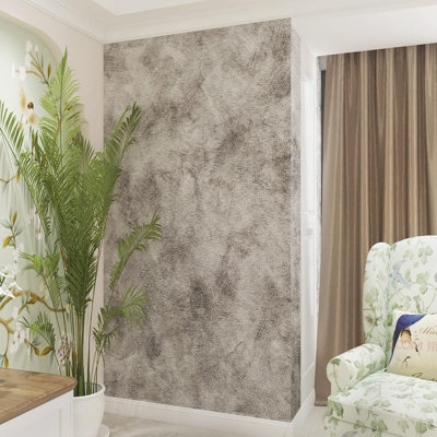 Self-Adhesive Grey Concrete Wallpaper, 16" X 354" Waterproof Peel And Stick Wall Covering For Kitchen, Bathroom, And Furniture