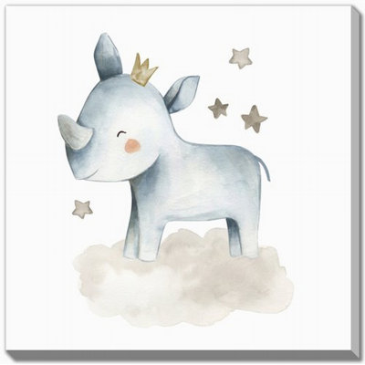 Rhino With Stars Canvas Wall Art