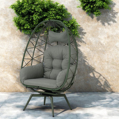 Chaises longues pivotantes de patio, chaise d'œuf en acier de rotin de Pe pour la maison