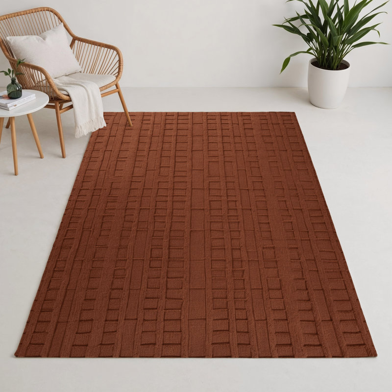 Trellis Brown Indoor and Outdoor Area Rug, Rectangle 5' x 7'