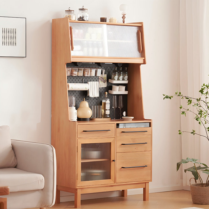 33.46"Solid Wood Pine Brown Sideboard
