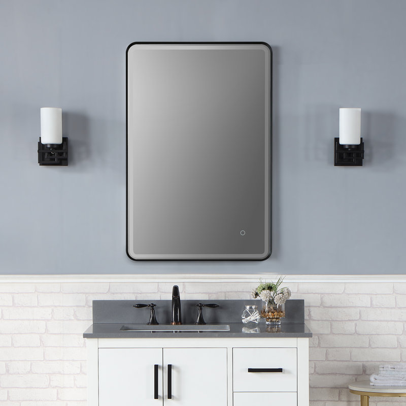 Viaggi Metal Flat Wall Mirror, 36" x 24", Black