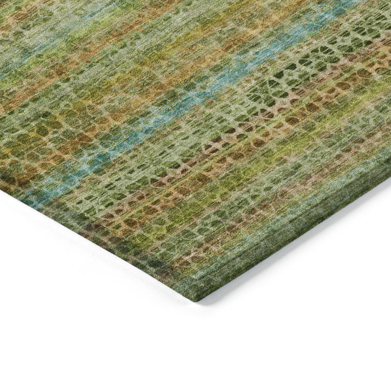Machine Washable Indoor/Outdoor Oden ACN2155 Striped Rug, Rectangle 10' x 14'