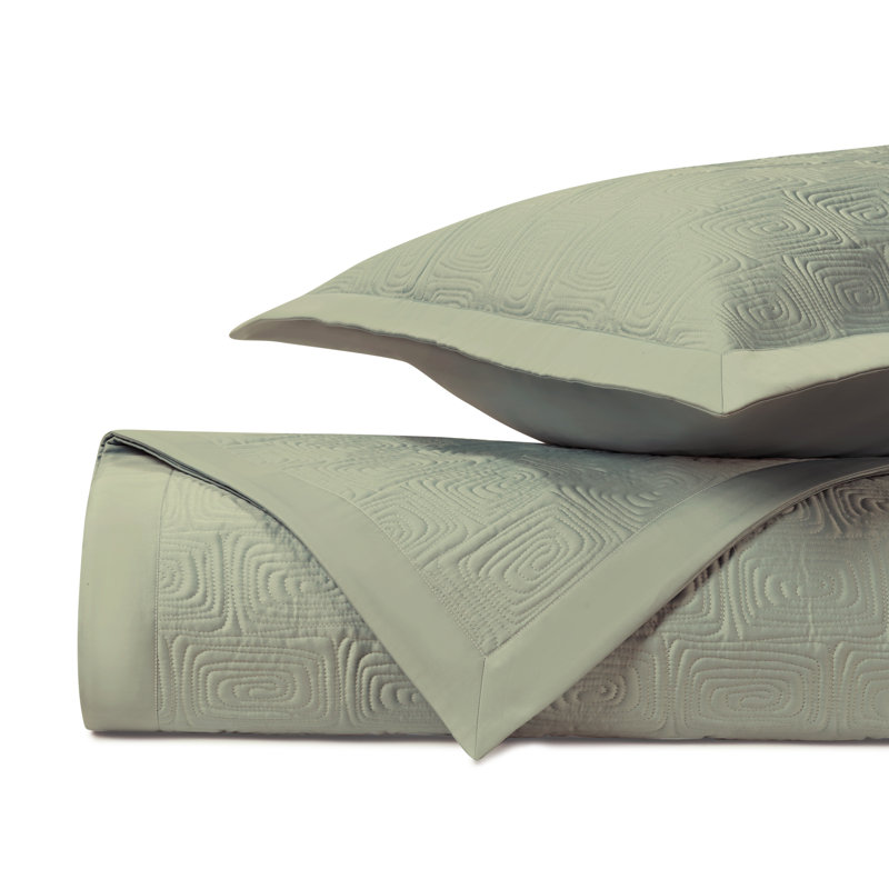 Maze Quilted Sateen Coverlet Set, King Coverlet + 2 King Shams, Crystal Green