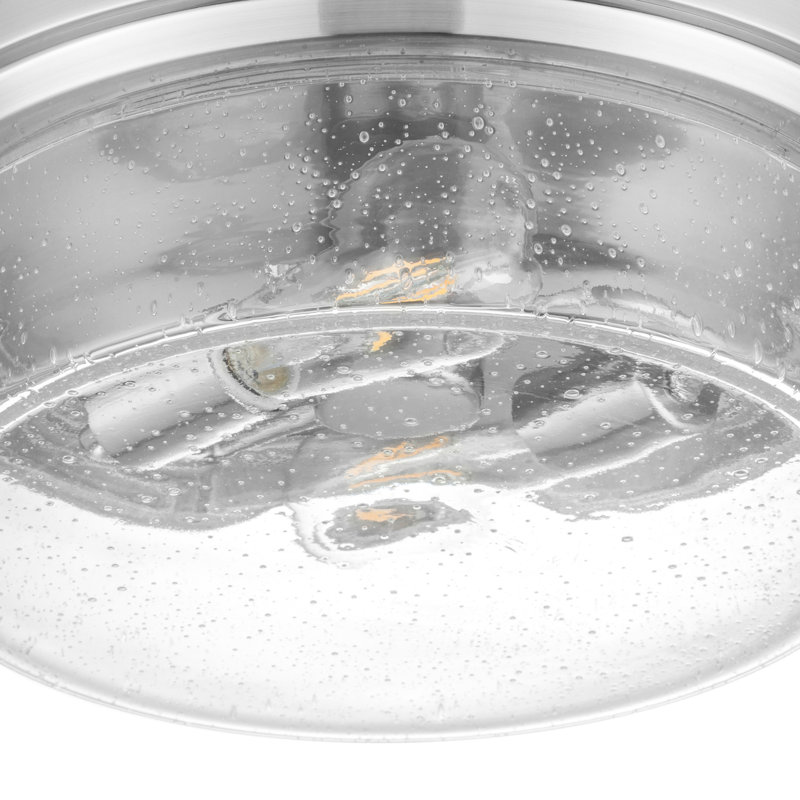 Madalyn Drum Indoor Flushmount Light, Seeded, Brushed Nickel