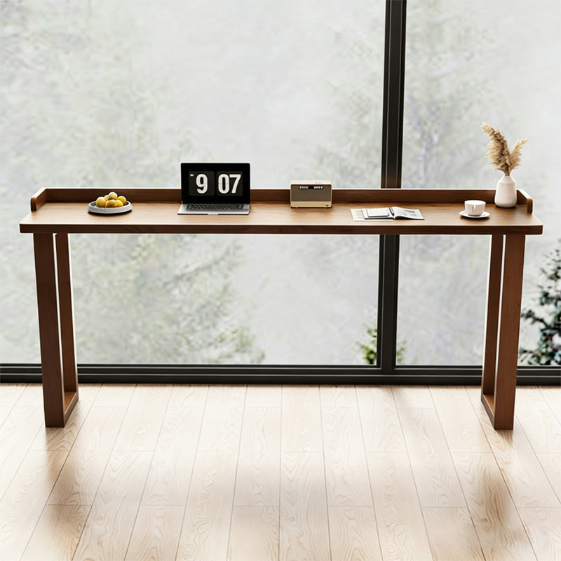 Solid Wood Bar Table with Raised Edge, 43.3" H x 78.7" W x 15.7" D