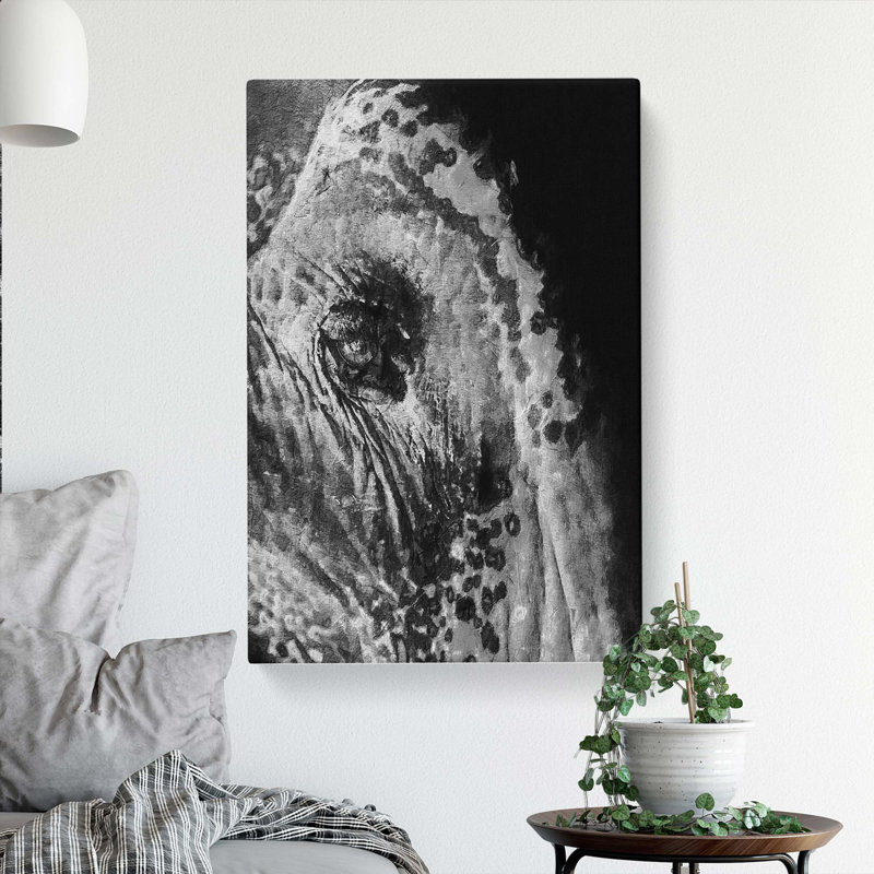 Watchful Elephant - Wrapped Canvas, 50cm H x 35cm W x 3cm D