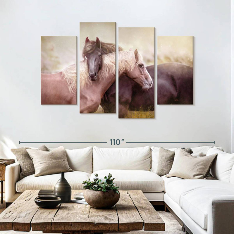 Brampt illustrant un cheval romantique, H 54 po x l 84 po
