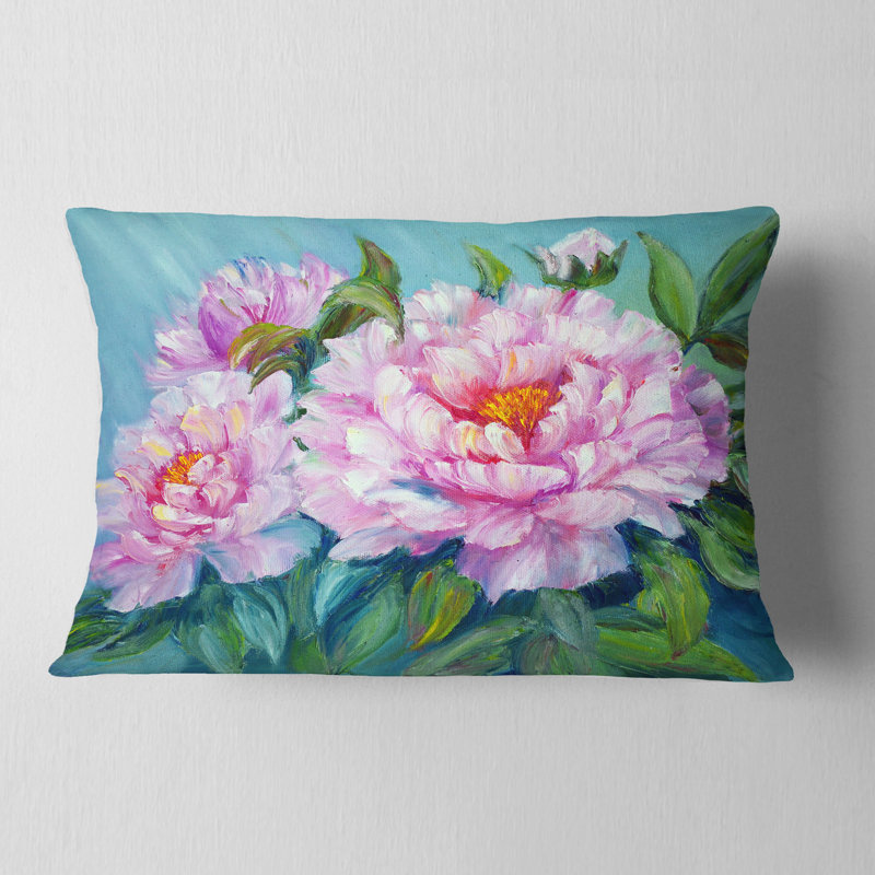 Pivoines roses - Coussin décoratif à imprimé floral
