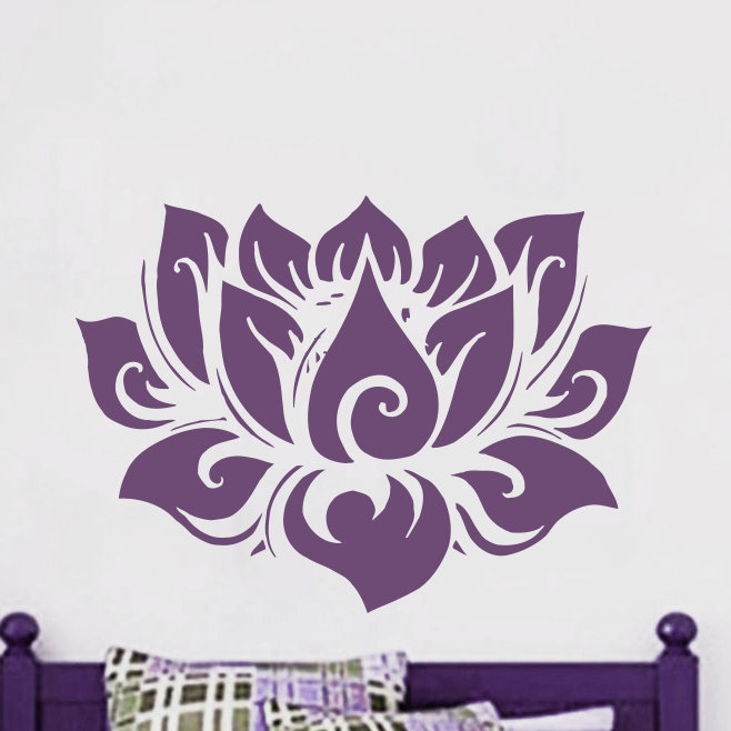 Décalcomanie murale yoga lotus, Violet