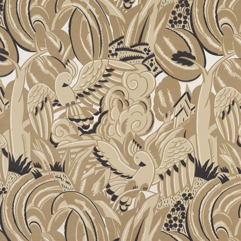 Parrots Moderne Fabric, Sandstone