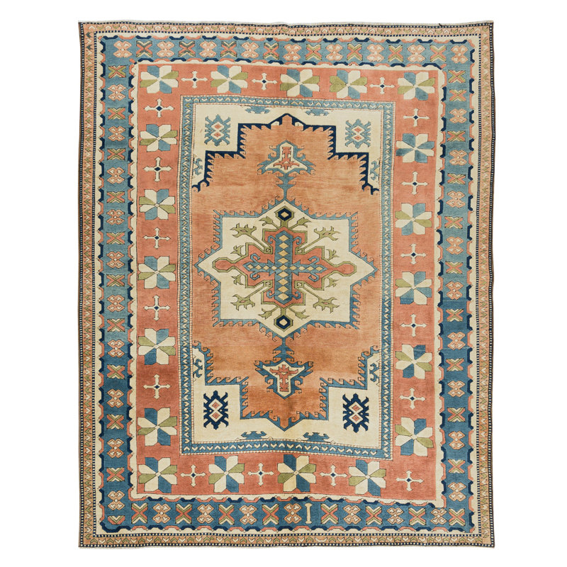 Tapis turc fabriqué à la main à motif géométrique 100% laine