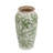 White Ceramic Flower Vase with Green Floral Pattern-2044132112